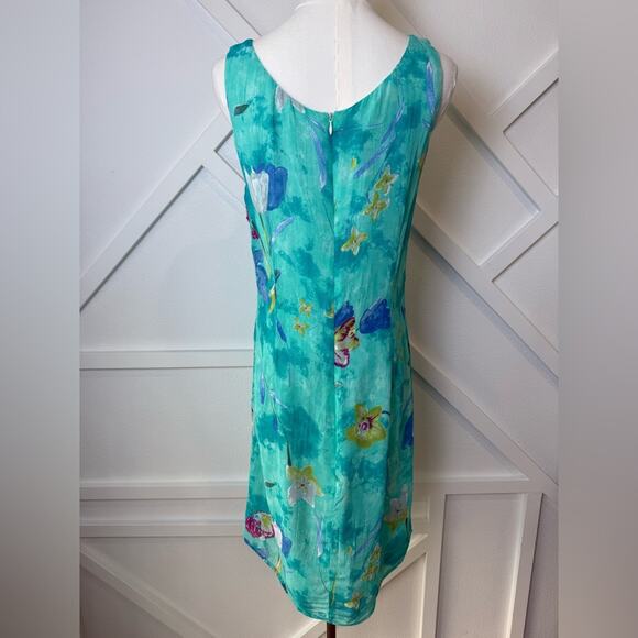 Vintage 90’s Carol Anderson Floral Tulip Print Sleeveless Tank Dress Blue Sz 8 - Picture 5 of 9